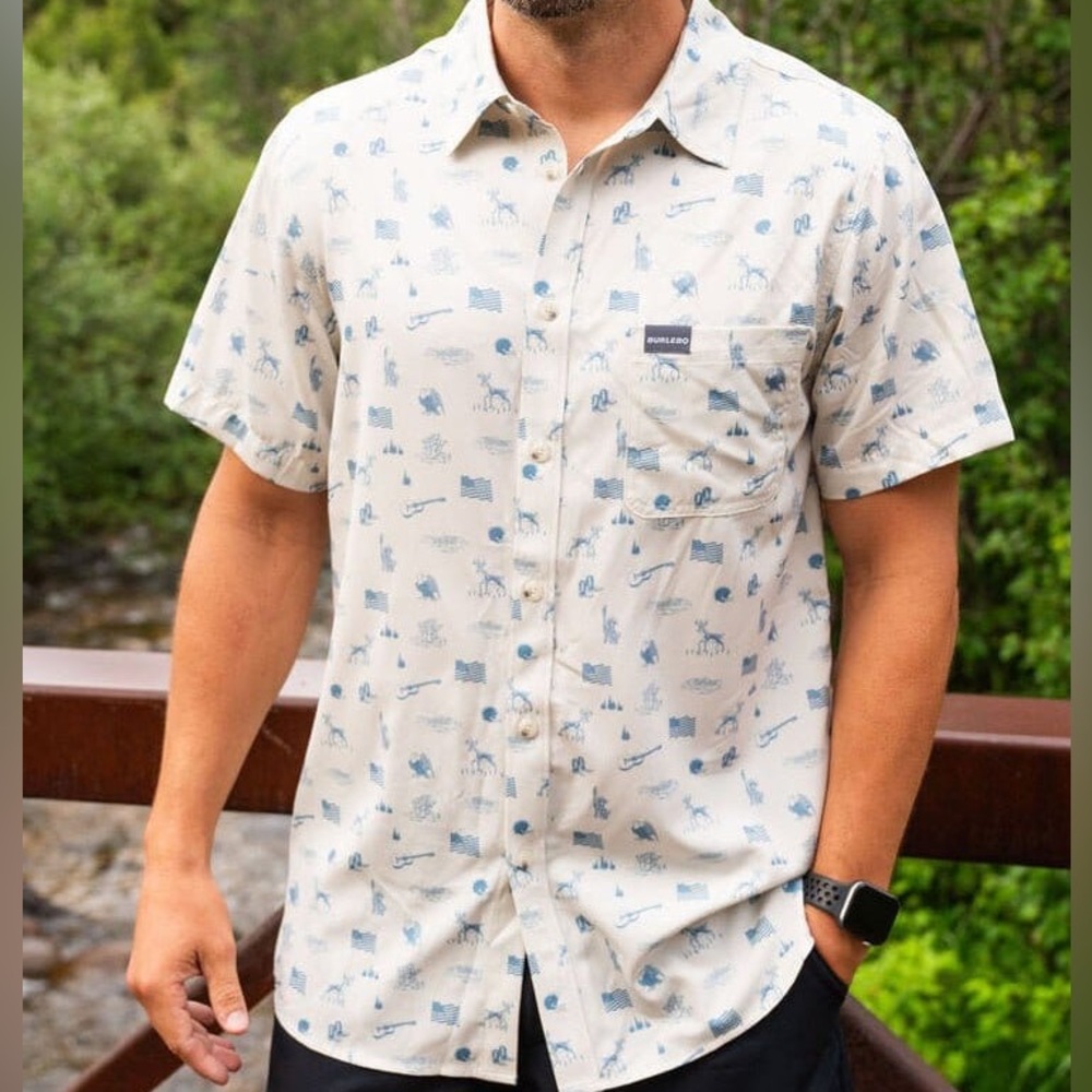 BURLEBO - Performance Button Up - Lone Star State / NWT Size L